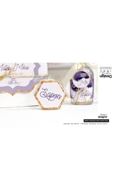 Trusou de botez pentru baieti cu praf de stele auriu, Twinkle Twinkle Little Star  16